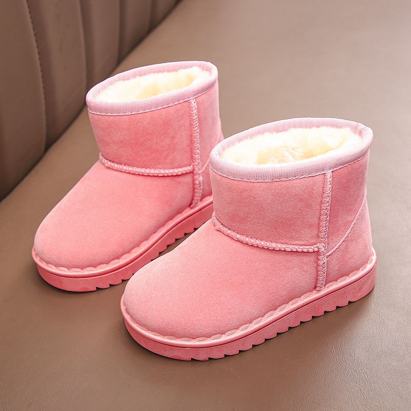 Children's snow boots for boys and girls 2023 Winter new slip-on short boots suede cotton-padded shoes fleece-lined warm shoes for middle and big chil_voghion.com
