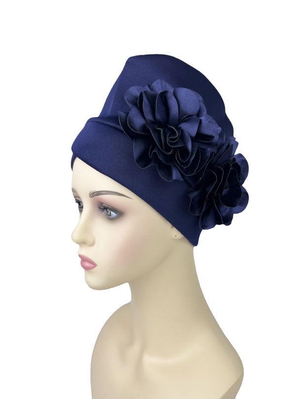 Women's Hijab hat exaggerated hat air layer side large flower hat Muslim hat Baotou hat_voghion.com