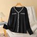 Women's Clothing Women's Sweater Long Sleeve V Neck Autumn Fat Girl Temperament Sweater_voghion.com