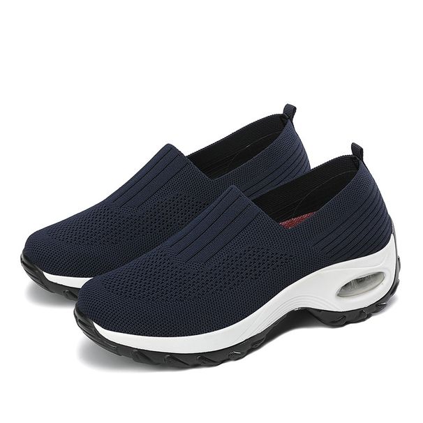 Scarpe da passeggio comode da donna - Sneakers slip-on in rete traspirante con suola spessa e ammortizzata per donne di mezza età_voghion.com