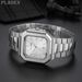 PLADEN Brand Watch, Fashion Business Classic Square High Quality Luminous Stainless Steel Quartz Men's Watch_voghion.com