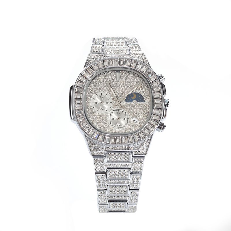 Fashion Retro Diamond Men's Watch Accessories Leisure Multi Function Waterproof Calendar Sports Hip Hop Trendy Brand Watch_voghion.com