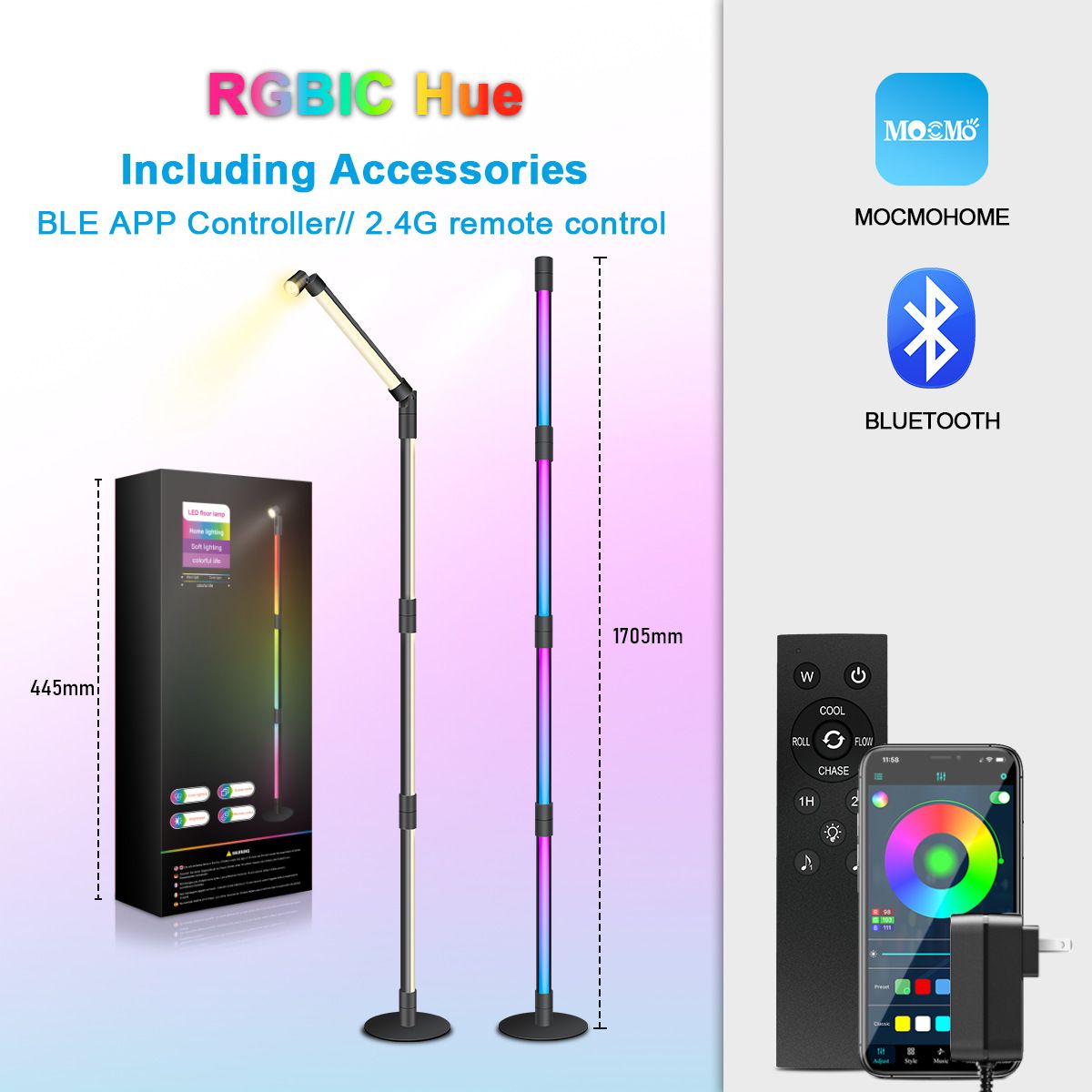 Rgb Corner Random Splicing Bluetooth Stehlampe Minimalistische Tischlampe Schlafzimmer Atmosphäre Lampe_voghion.com