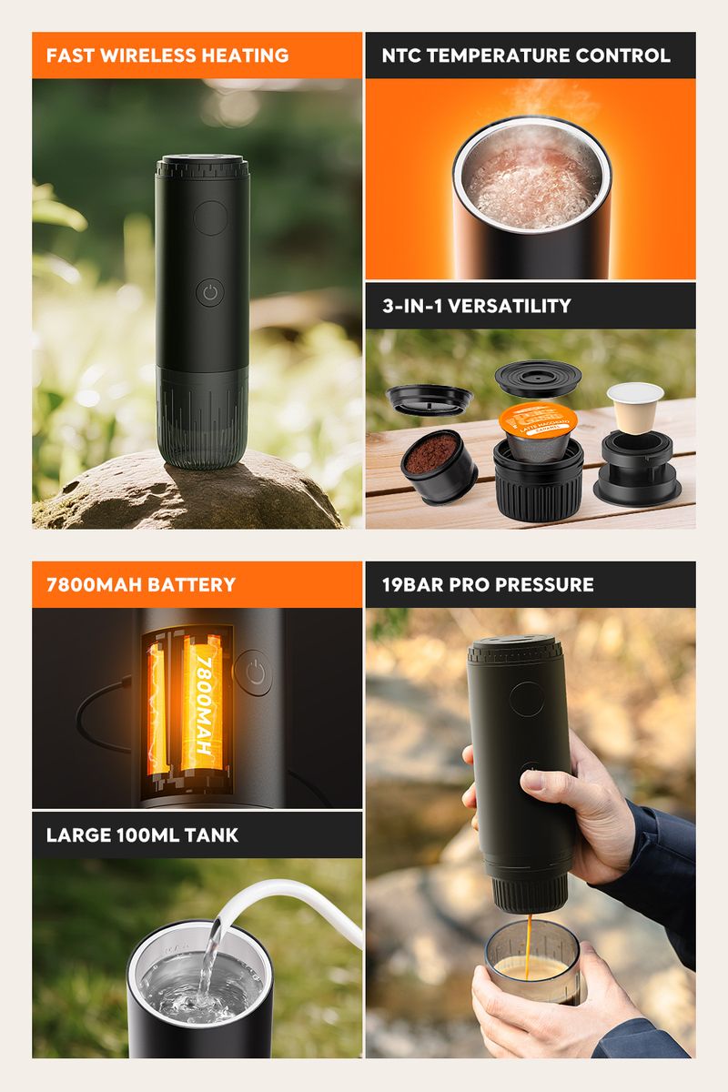 Nouvelle machine à café portable à chauffage sans fil, machine à expresso automatique, petite capsule de café en poudre_voghion.com