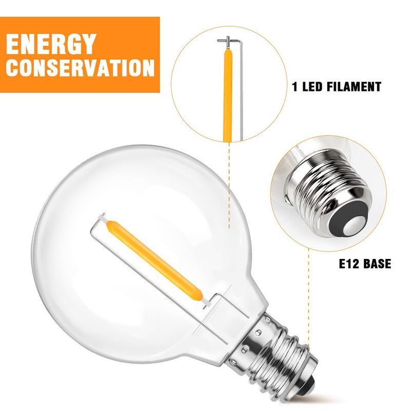 G40 LED Filament Bulb - Edison Style E12 Base, 120V Vintage Waterproof Shatterproof Plastic Bulb_voghion.com