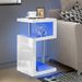 High Gloss Side Coffee Table 2 Tier Bedside End Table With LED Light Living Room_voghion.com