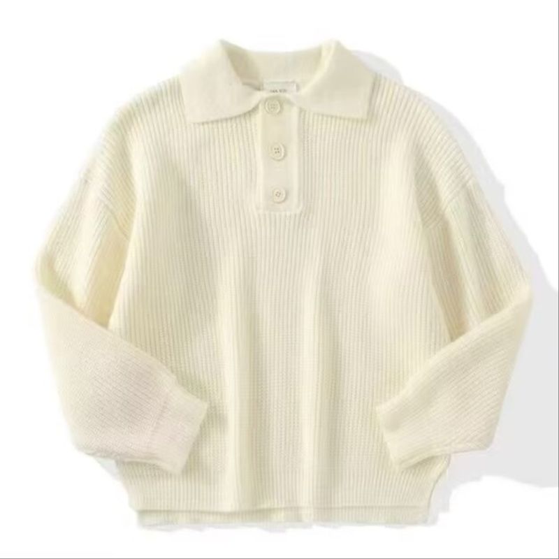 New lazy style collar sweater for men, retro solid color, high-end sense, knitted sweater with a half button collar_voghion.com