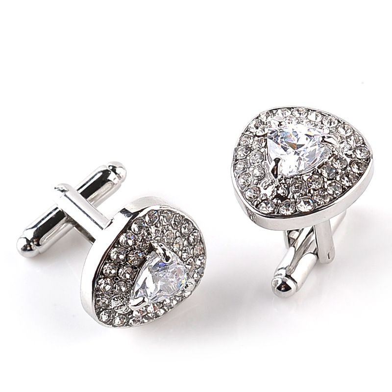 jewelry Fashion French business cufflinks Zinc alloy diamond triangle cuff nails shirt accessories_voghion.com