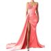 Sleeveless Cocktail Party Sexy Mermaid Strapless Bridesmaid Slit Dress_voghion.com