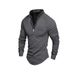2025 Autumn Casual Loose Stand Collar Zipper Long Sleeve Men's Sports Polo Shirt_voghion.com