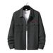 Men's Waffle-Knit Work Jacket - Paris Lettering Casual Coat (S-XXXL)_voghion.com