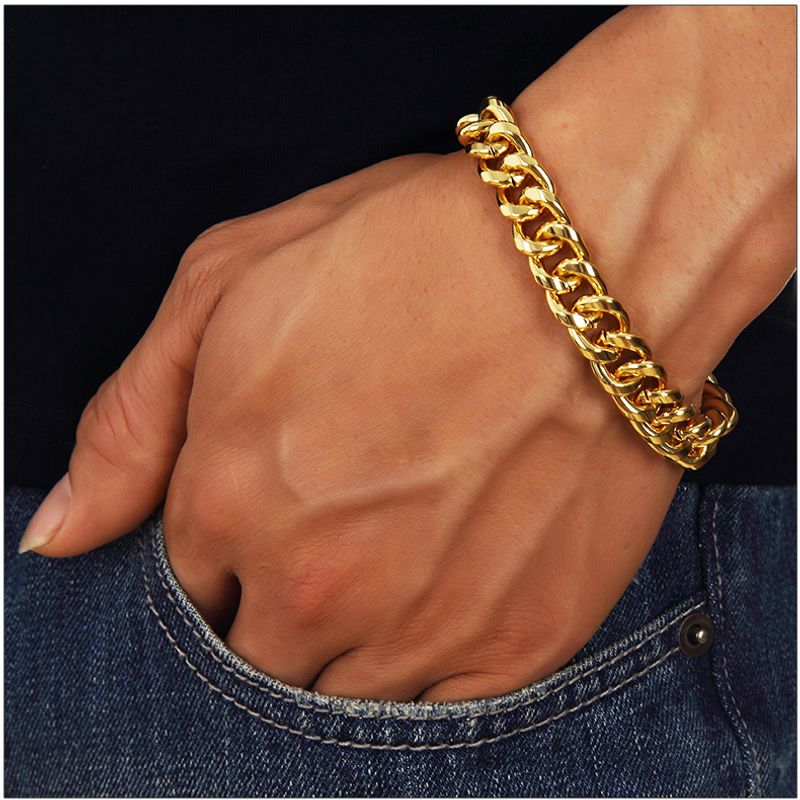 Bracciale da uomo in titanio con catena lucida e unica, semplice e alla moda, in acciaio inossidabile._voghion.com