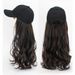 Women's Fashionable Long Wavy Wig Hat With Sun Visor, Natural Look High-Temperature Synthetic Fiber Hairpiece For Styling And Daily Wear_voghion.com