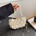 Sweet Chiffon Floral Evening Handbag Box For Women 2025 New Pearl Chain Lock Single Shoulder Crossbody Bag_voghion.com