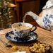 Blue Willow Ceramic Coffee Cup & Saucer Set – Hand-Painted Chinoiserie Floral Design, 220ml Vintage Tea Cup For Chinese Gongfu Tea & Espresso_voghion.com