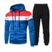 Spring And Autumn Fashion Color Block Patchwork Hooded Running Outdoor Sports Set Men's Sweatshirt_voghion.com