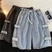 Herren-Jeansshorts für den Sommer, leicht, lockere Passform, Cargo-Shorts, Streetwear, übergroß, verwaschen, lässig, mittellange Shorts_voghion.com