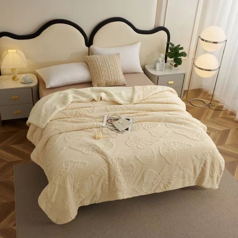 Feste Decke mit Schmetterlingsmuster aus dickem Lammplüsch für Herbst und Winter, Geschenkdecke_voghion.com