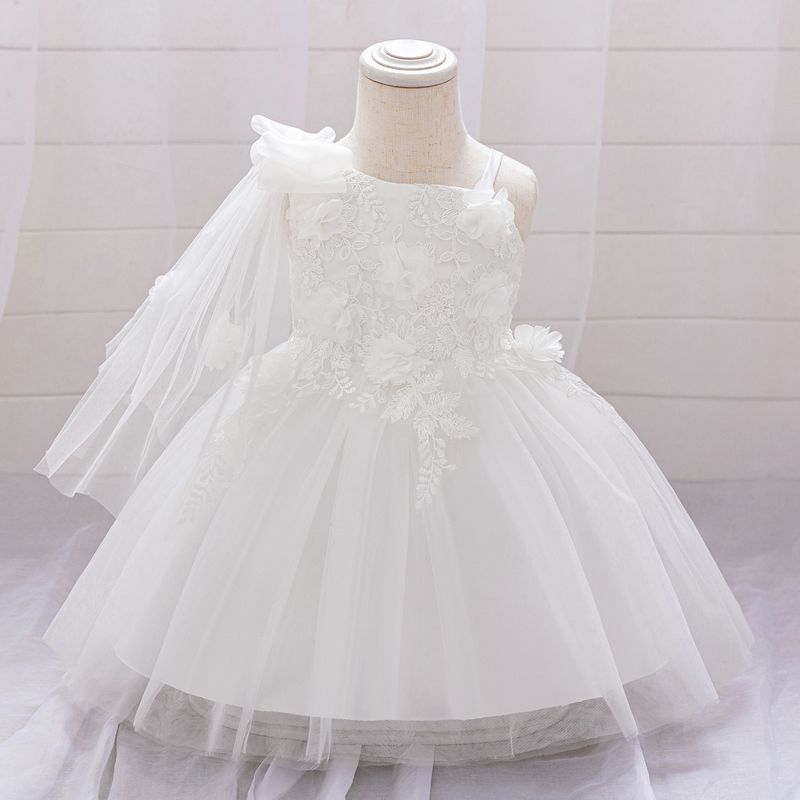 Boho Chic Taufkleid (70-110cm/6M-3Y) | Asymmetrisches Trägerkleid aus Tüll mit Spitzenbesatz | Einzigartiges Trägerdesign für Taufe & 1. Geburtstag_voghion.com