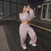 "Trendy Striped Hoodie & Jogger Set - Breathable Polyester Two-Piece, Drawstring Hood & Elastic Waist, Streetwear Essentials (Black/Gray/Khaki)"_voghion.com