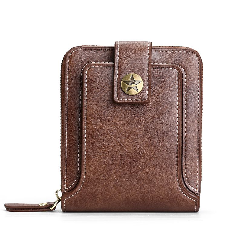 Men's Short Wallet Fashion Retro Multi-functional Wallet Zipper Buckle Three Fold Card Bag Wholesale_voghion.com