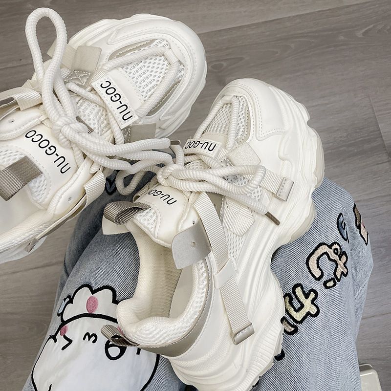 Παπούτσια μπαμπά για γυναίκες 2024, νέα, χοντρή σόλα με ενίσχυση ύψους, μικρά, ευέλικτα, casual αθλητικά παπούτσια, φοιτητικά, ελαφριά γυναικεία παπούτσια_voghion.com