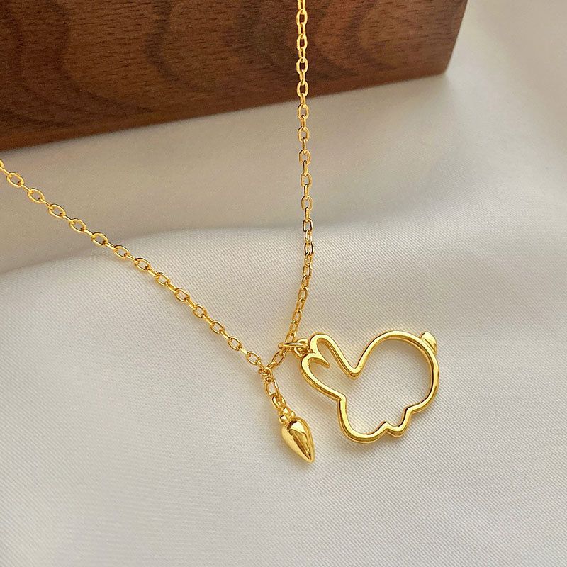 Stempel VENUS Sier Farbe Kaninchen Halskette Für Frauen Mädchen Rettich Aushöhlen Nette Mode Schmuck Geschenk Dropshi_voghion.com