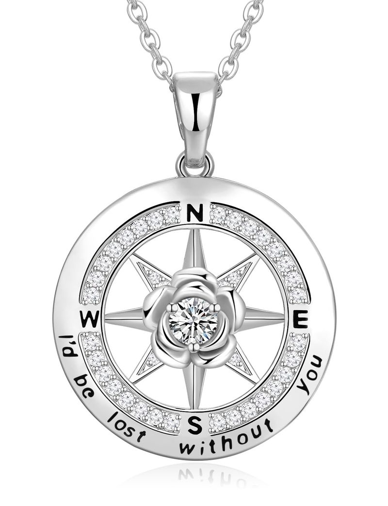 Collana con rosa dei venti, accessori di design alla moda con un tocco di lusso e senza sbiadimento._voghion.com