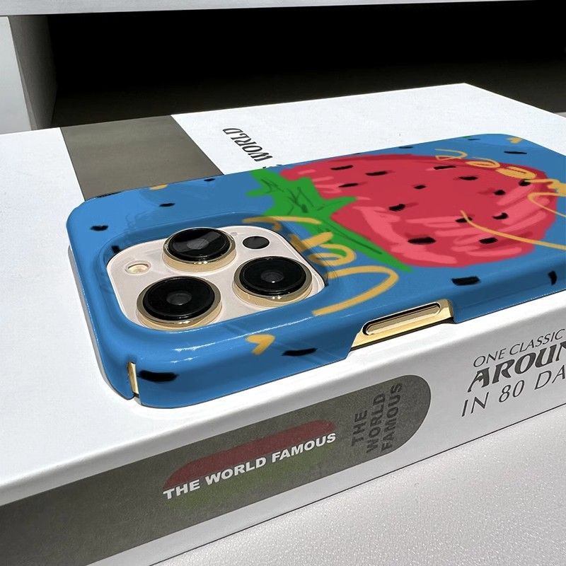 【Effetto opaco】 Super Large Strawberry 15pro Telefono 16 Niche 14promax Pellicola 13pro Custodia rigida 12 Tutto incluso 11_voghion.com