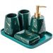 Elegant Ceramic Bathroom Set – Marble-Inspired Soap Dispenser, Toothbrush Holder & Cotton Swab Jar (3-Piece/4-Piece/5-Piece)_voghion.com