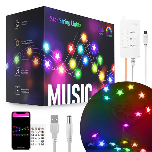 Domače pohištvo Smart Tuya Star Light String RGB Dual Mode Light String Indoor Atmosphere LED Bakrena žica Wifi Light String USB Dekorativna luč_voghion.com
