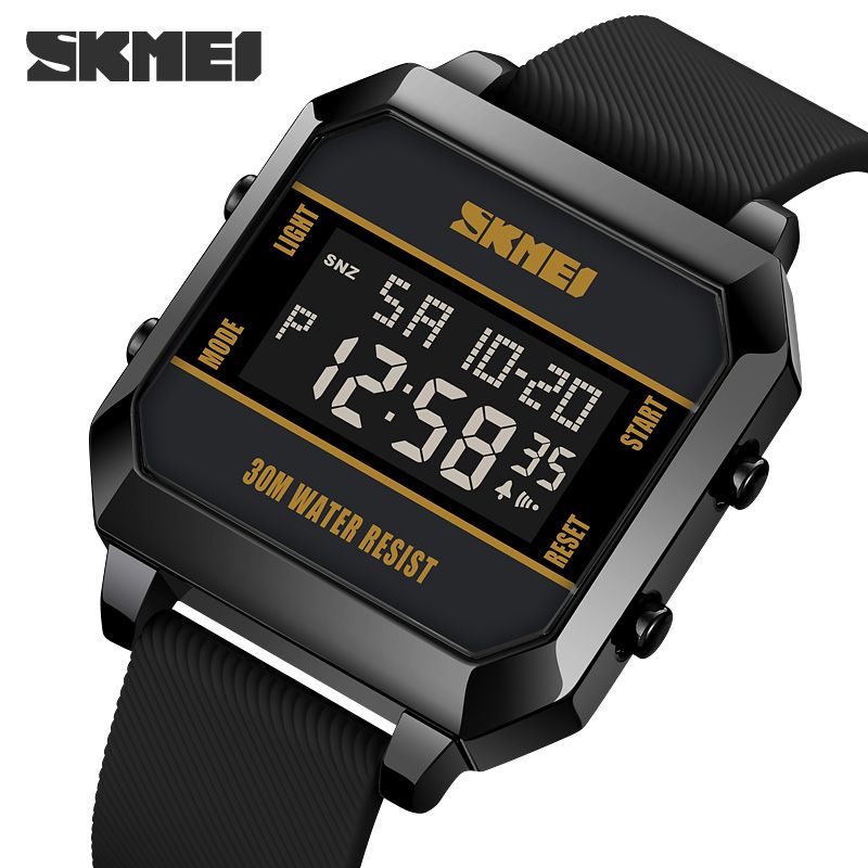 Montre électronique de sport carrée de mode pour hommes, montre d'étudiant étanche et brillante en plein air, réveil tendance pour adolescents, montre électronique_voghion.com