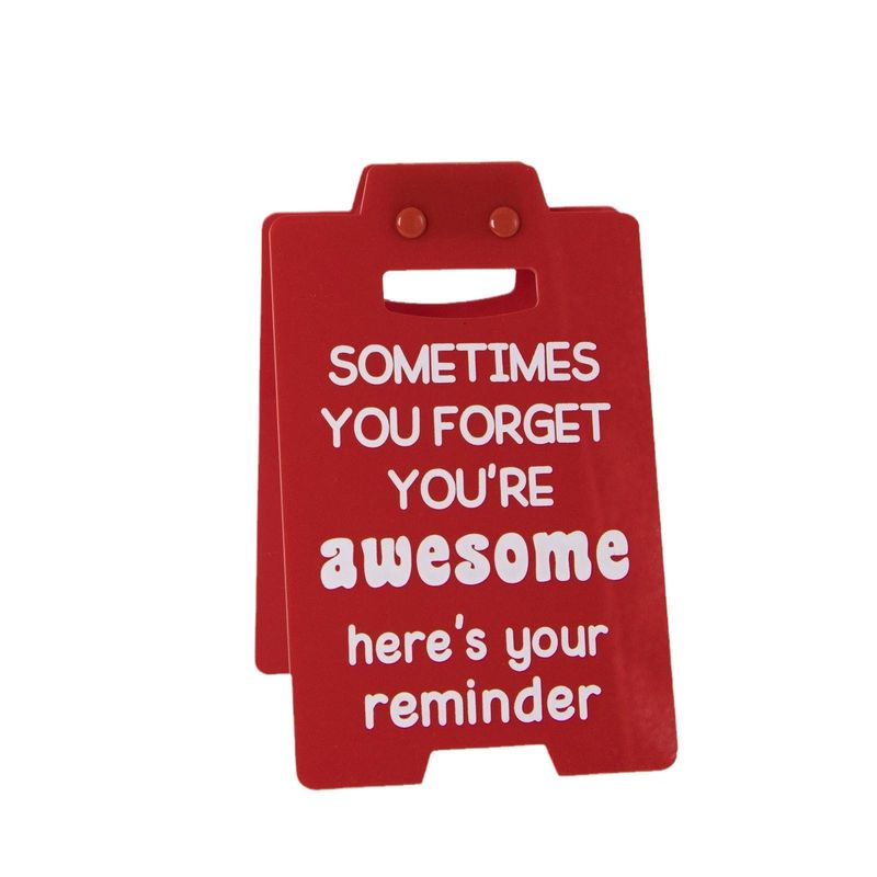 Red Acrylic Motivational Office Sign - "Awesome" Encouragement Desk Decor With Smiley Face Design_voghion.com