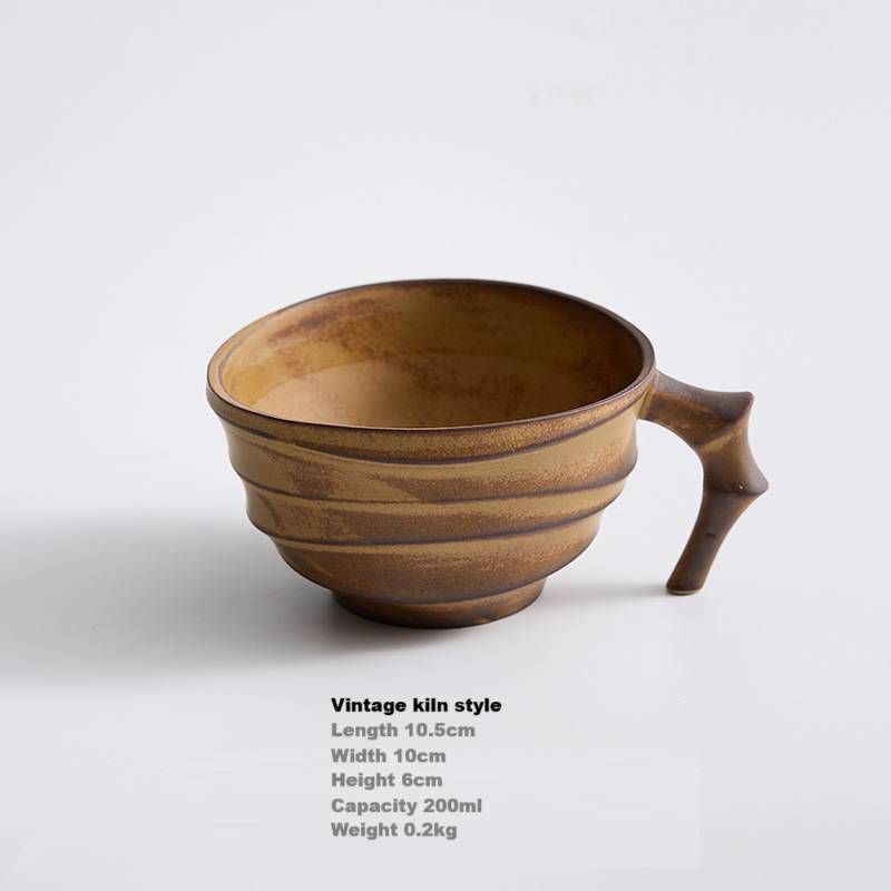 High Aesthetic Coffee Cup, High-end Ceramic Japanese Retro Mug, Niche Design, Milk Cup, Breakfast Cup_voghion.com