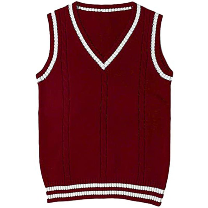Men's Clothing European And American Sweater Women's Vest V Neck Striped Splicing Casual Knitted Vest Pullover_voghion.com
