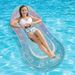 Glitter Ombre Inflatable Lounge Bed - Foldable Pool Float With Breathable Mesh Backrest (Heavy-Duty PVC 180cm Quick-Dry & Portable For Adults)_voghion.com