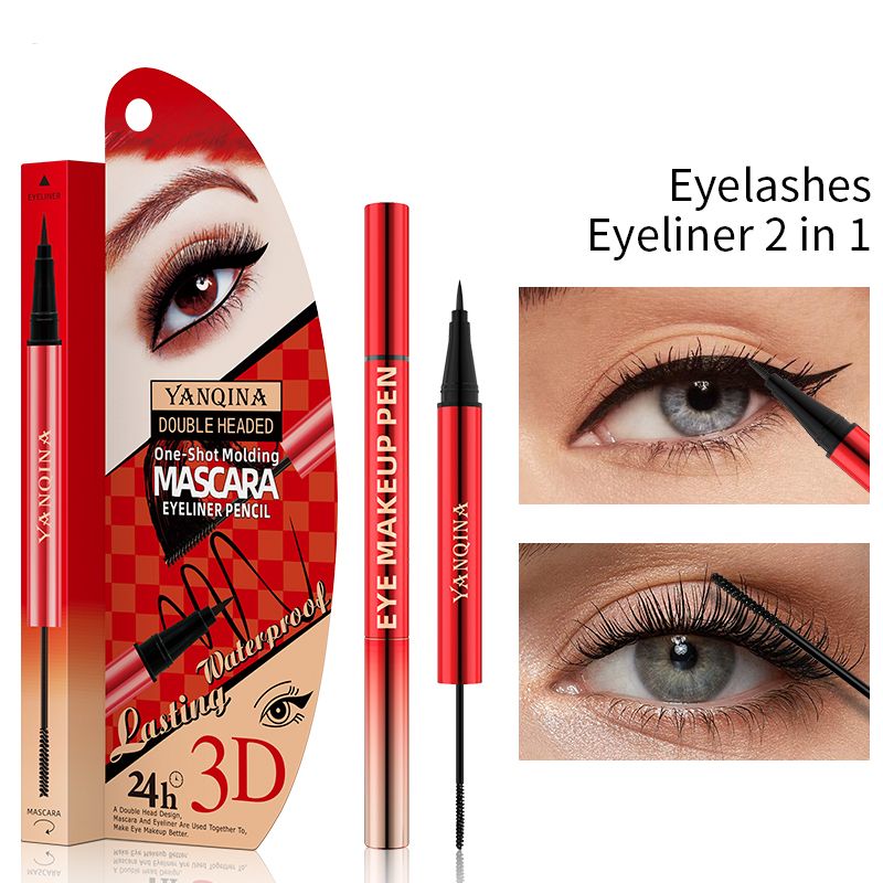 Eyeliner liquido 2 in 1 a doppia testa nero waterproof, asciugatura rapida, eyeliner liscio, durata sotto mascara e_voghion.com