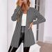 Printed Longline Blazer Jacket For Women – Oversized Tweed Coat With 3D Patterns (S-XXL, Stretch Polyester Spandex, Round Neck Work-to-Weekend Top)_voghion.com