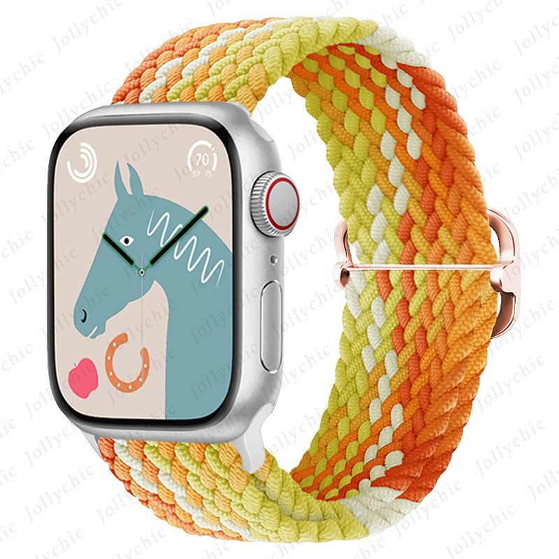 Braided Loop Strap For Apple watch Ultra Band 49mm 44mm 40mm 45mm 41mm 42mm 38mm Elastic Solo bracelet iWatch series 8 7 6 se 3_voghion.com