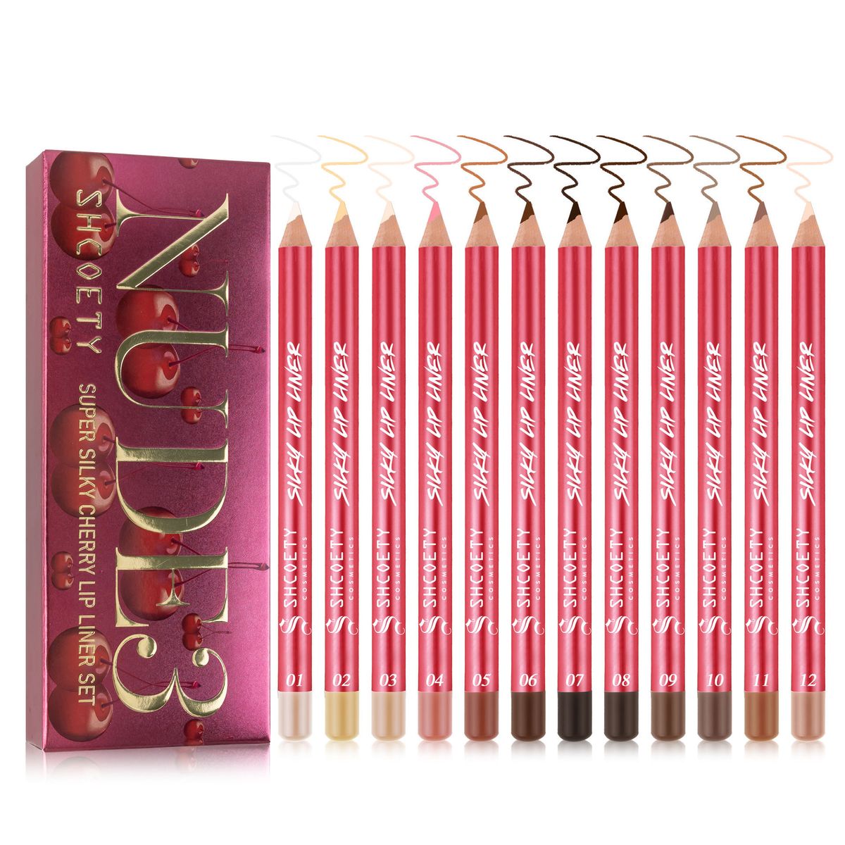 Lip Liner 12 Color Matte Lipstick Lip Liner Set Nude Color Lasting Non Fading Third Generation_voghion.com