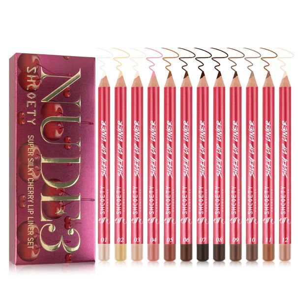 Lip Liner 12 Color Matte Lipstick Lip Liner Set Nude Color Lasting Non Fading Third Generation_voghion.com