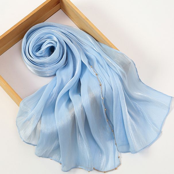 Women's Scarves Popular Solid Color Chiffon Sea Island Silk Chain Long Scarf Summer Refreshing Breathable Sunscreen Ethnic Headscarf_voghion.com