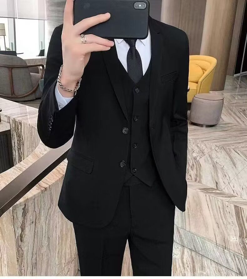 Ensemble de costume décontracté grande taille CT pour homme, style coréen, coupe slim, deux boutons, trois pièces, blazer d'affaires tendance_voghion.com