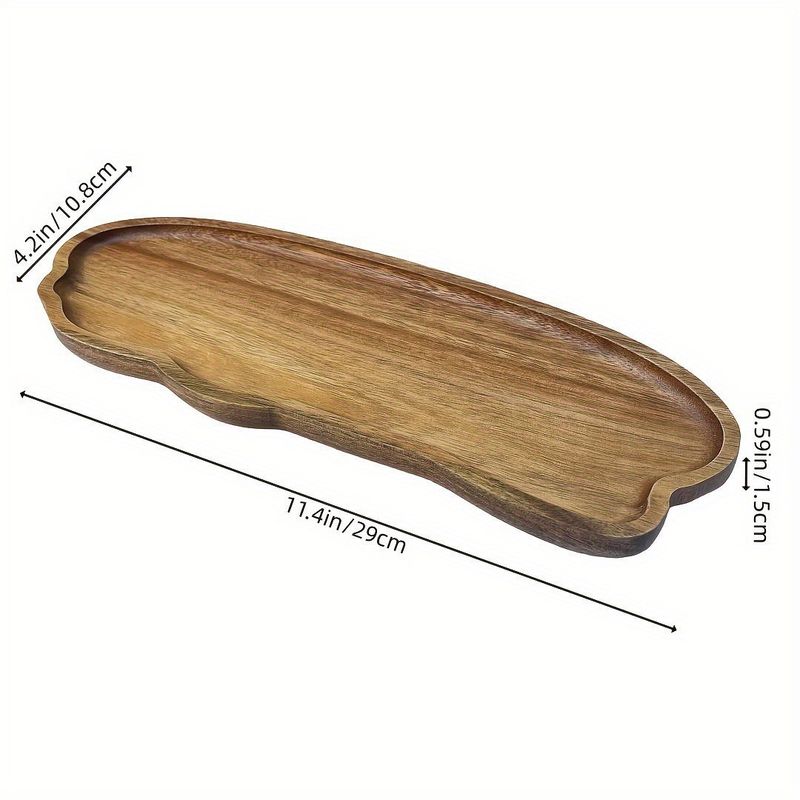 Acacia Wood Tray - Rectangular Serving Platter With Heat-Resistant Finish For Bread Tea Cups & Snacks (12x8 Inches Natural Wood Grain)​_voghion.com