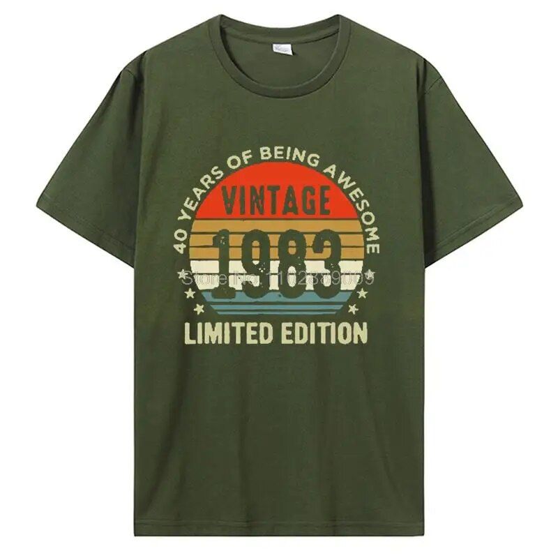 Camiseta "El mejor regalo de la historia" para hombre y mujer, regalos antiguos, camiseta vintage de cumpleaños de 1983, edición limitada, camisetas de algodón._voghion.com