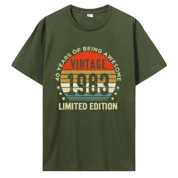 Camiseta "El mejor regalo de la historia" para hombre y mujer, regalos antiguos, camiseta vintage de cumpleaños de 1983, edición limitada, camisetas de algodón._voghion.com