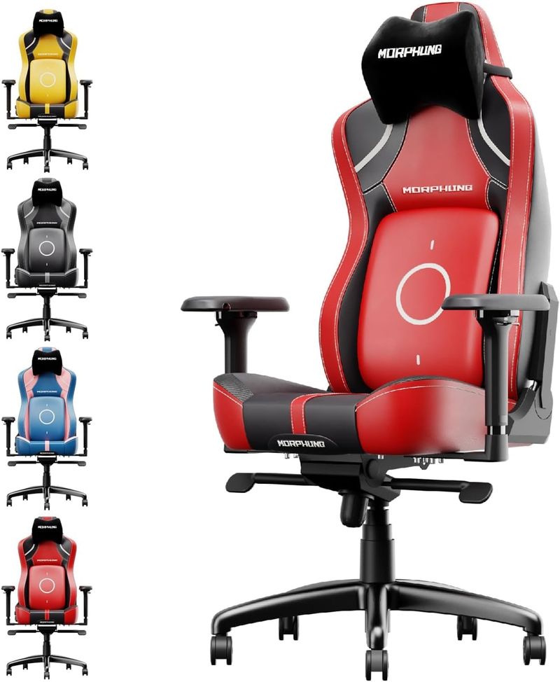 Ergonomic Gaming Chair – Premium Adjustable PC Racing Chair With Lumbar Support & Massage, Heavy-Duty Design For Long Gaming Sessions (Red)_voghion.com