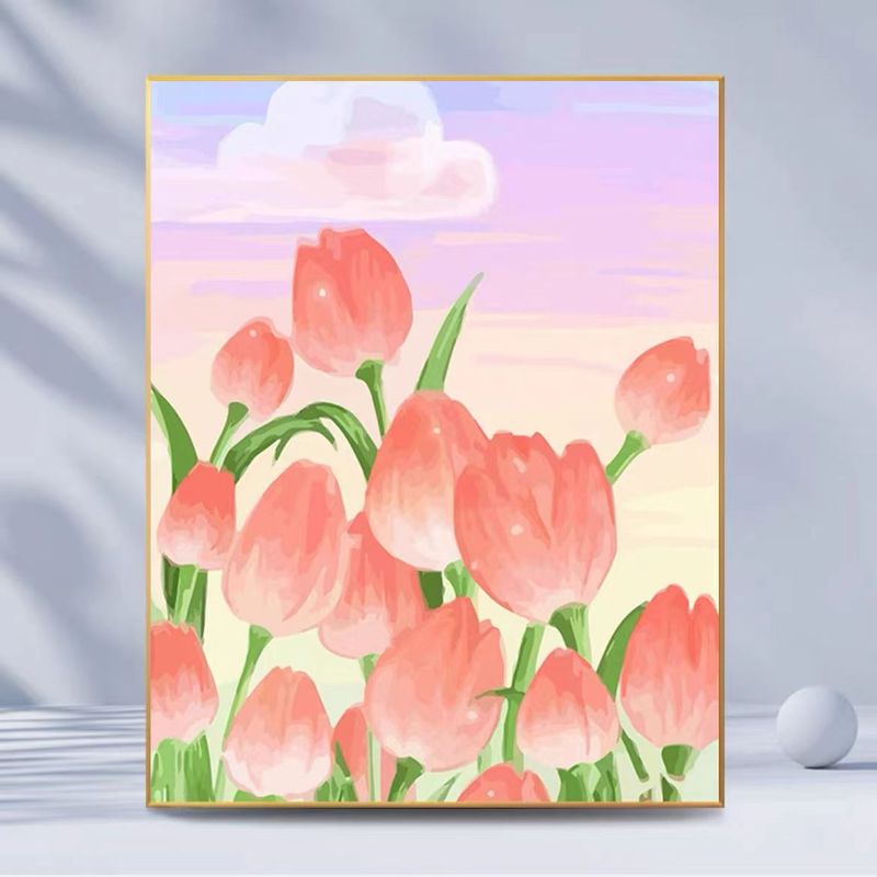 DIY Digital Oil Painting Rose Tulip Camellia Flower Decoration Painting_voghion.com