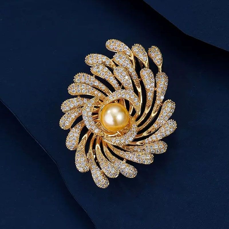 Luxus atmosphärisches Feuerwerk Brosche Hochwertige Damen Retro Perlen Corsage Licht Luxus Nische Hochwertige Pin Anzug Accessoires_voghion.com