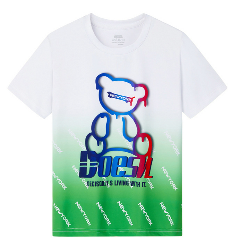 Kinderkleidung, modisches, gestricktes, schnell trocknendes Kurzarm-T-Shirt mit Bärenmotiv, feuchtigkeitsableitendes, hochelastisches Rundhals-Sweatshirt mit halblangen Ärmeln für Kinder_voghion.com